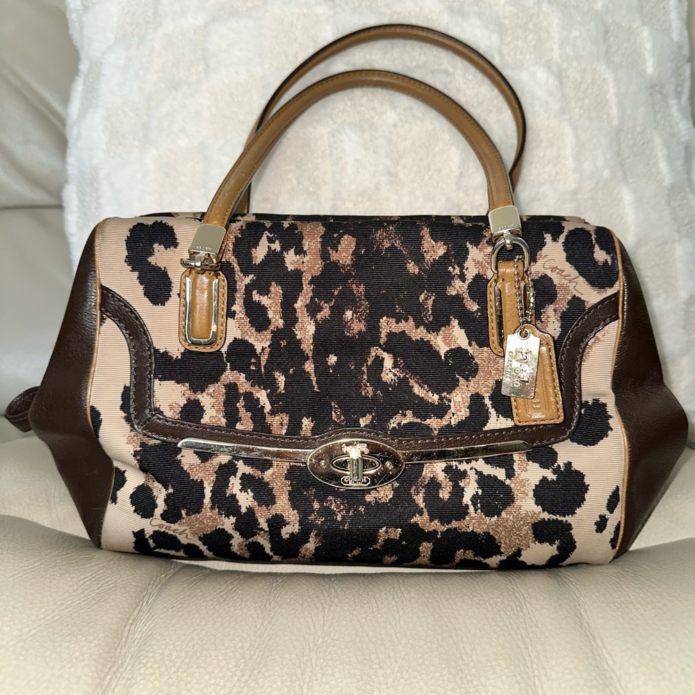 COACH Madison Madeline east west satchel in Ocelot Excellent used condition EUC